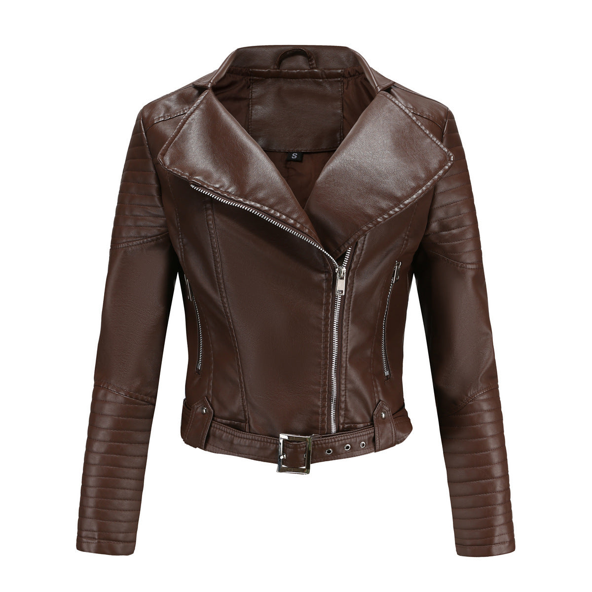 Biker jacket for women with stylish high collar and zippered pockets on the sides Chic und Stil