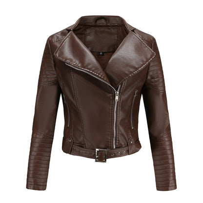 Biker jacket for women with stylish high collar and zippered pockets on the sides Chic und Stil