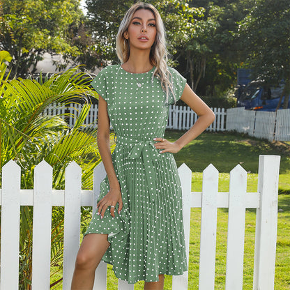 Robe A-ligne à pois pour femmes avec cordon de taille Chic und Stil