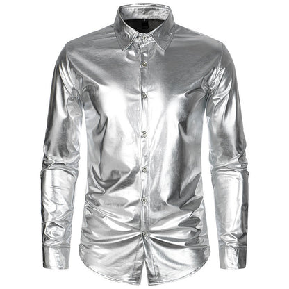 Chemise à manches longues brillante pour hommes avec coupe stylée Chic und Stil