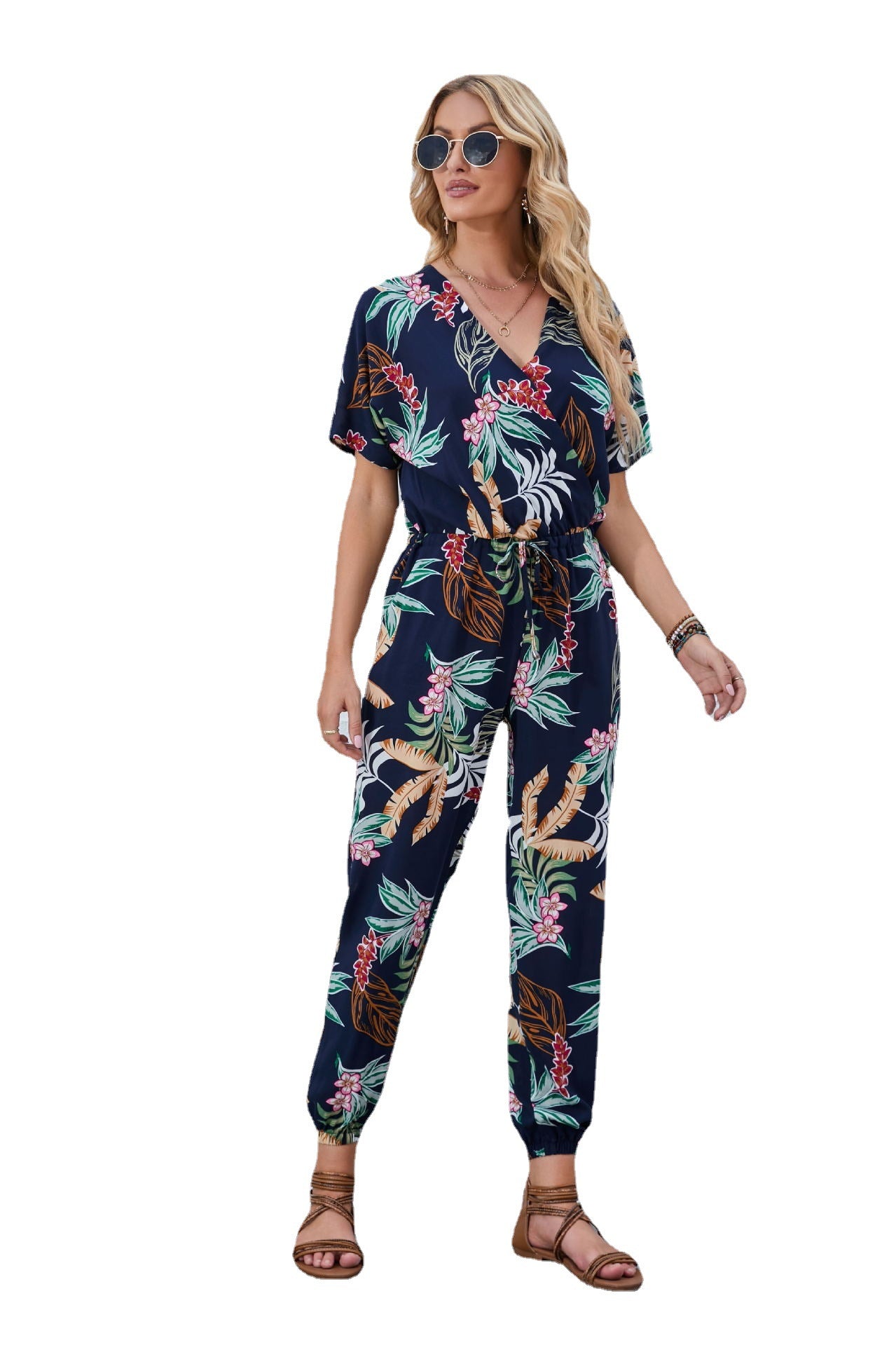 Dames Imprimé Floral Détendu Salopette Chic und Stil