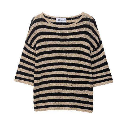 Pull en tricot décontracté pour femmes avec de larges rayures et un matériau doux Chic und Stil