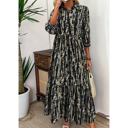 Robe maxi femme avec col décontracté et coupe décontractée Chic und Stil