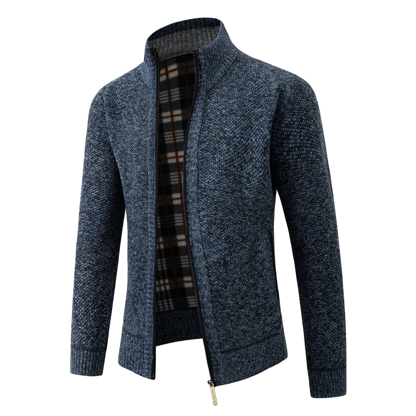 Men's knit jacket with modern high collar and classic lining Chic and Style