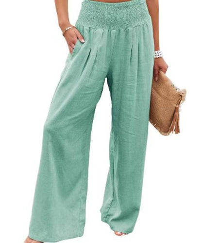 Light linen pants for women with elastic waist and wide fit Chic und Stil