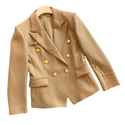 Blazer Femme Croisé Sur Mesure avec Boutons Décoratifs Chic und Stil