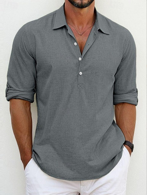 Chemise décontractée à manches longues pour hommes avec patte de boutonnage et coupe tendance Chic und Stil