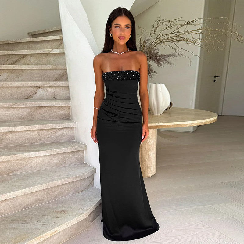 Dames élégante sans bretelles Satin-Gala Chic und Stil