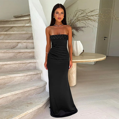 Dames élégante sans bretelles Satin-Gala Chic und Stil