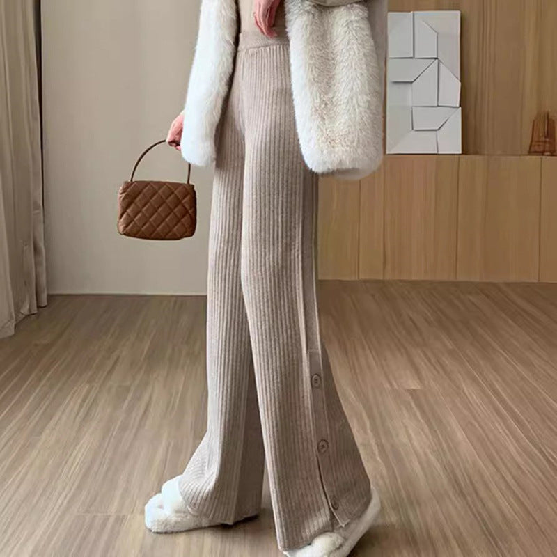 Pleated palazzo pants for women with button details Chic and Style