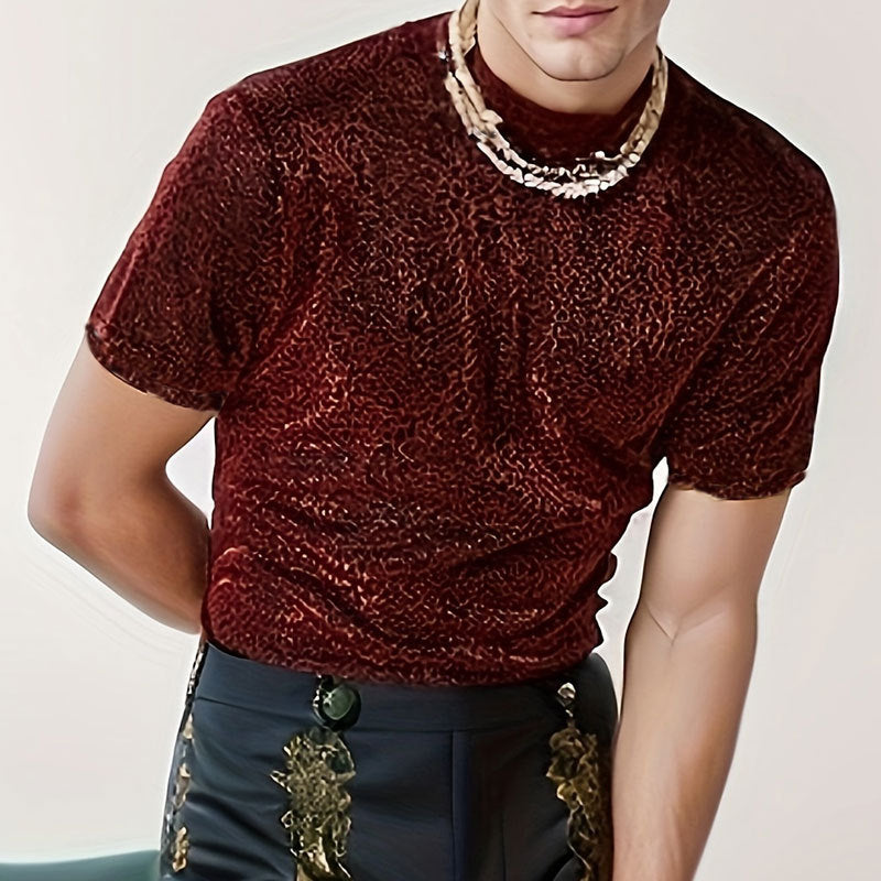 T-shirt pour hommes à manches courtes avec un design moderne paillettes et une coupe tendance Chic und Stil