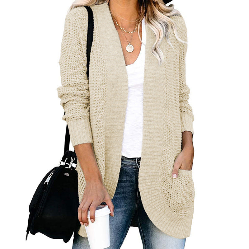 Cardigan en tricot décontracté pour femmes avec fermeture à l'avant et poches pratiques Chic und Stil