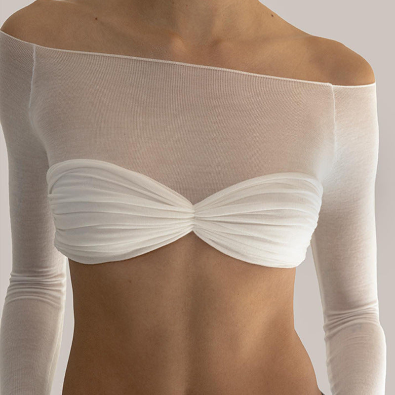 Dames Haut Off-Shoulder avec design froncé Chic und Stil