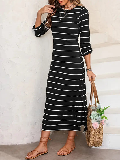 Robe maxi rayée décontractée pour femme Chic und Stil