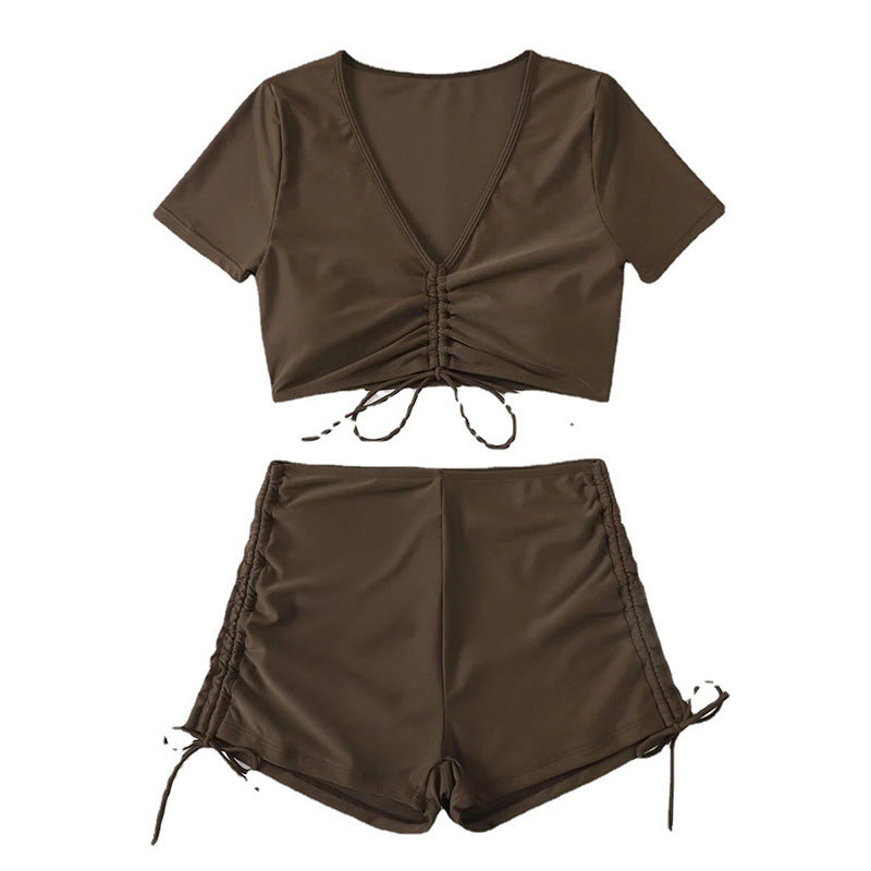 Women Ruffles Crop Top and High Waist Shorts Set Chic and Style