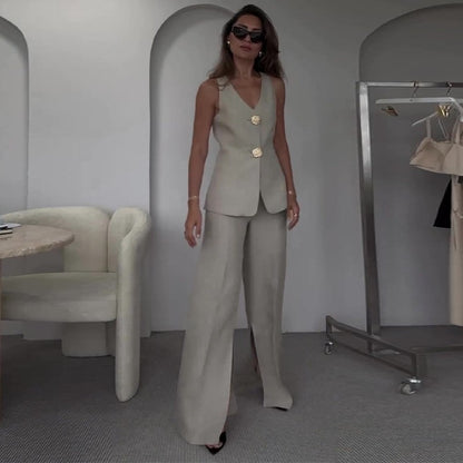 Dames Ensemble Blazer Deux Pièces Élégant avec Silhouette Féminine et Détails Tendance Chic und Stil