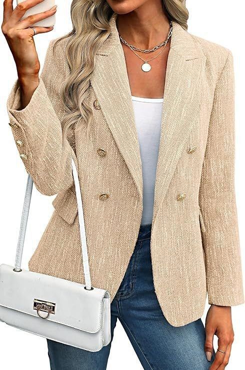 Blazer en tweed pour femmes avec double rangée de boutons Chic und Stil