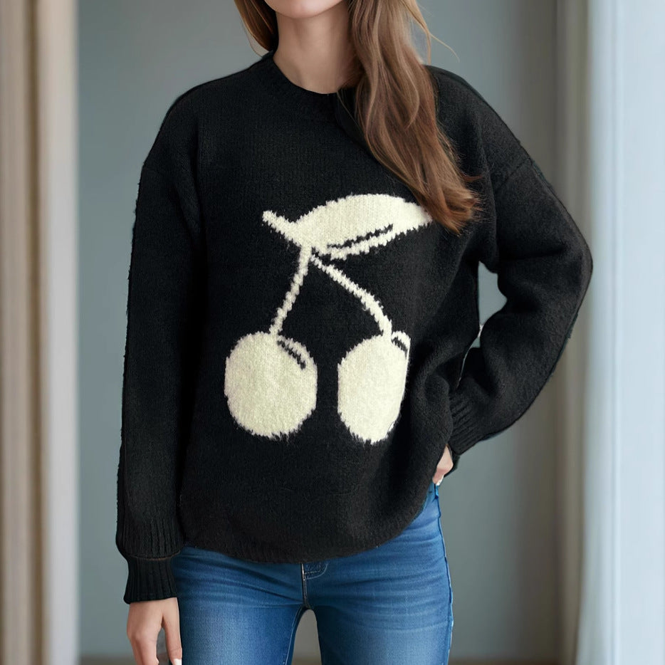 Pull femme avec motif cerise ludique et tricot doux Chic und Stil