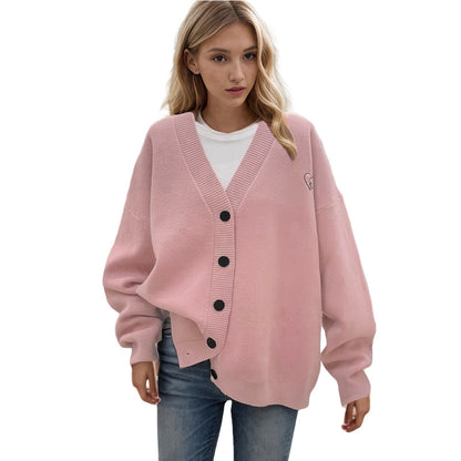 Dames Grobstrick Cardigan avec coupe oversize et motif cœur décoratif Chic und Stil
