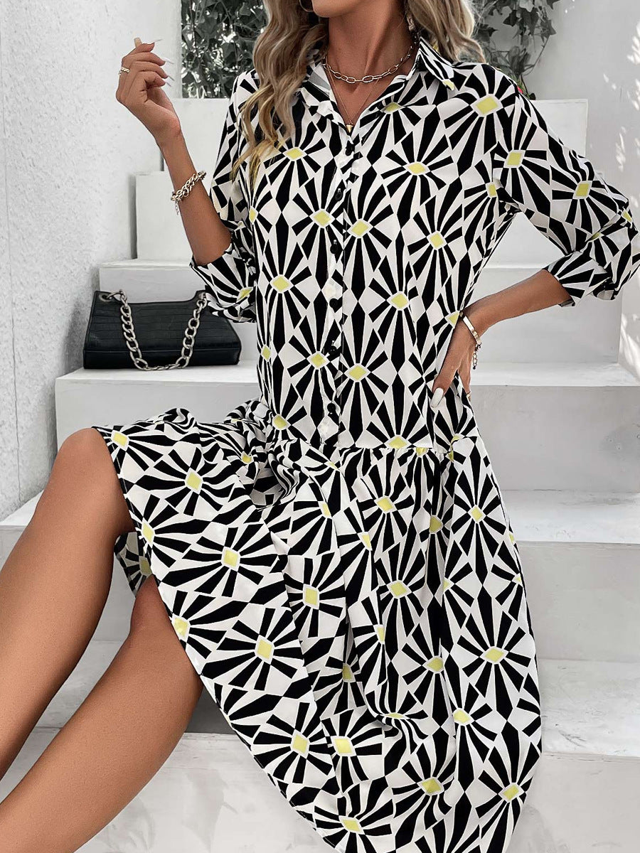 Robe chemise pour femmes avec un motif géométrique moderne Chic und Stil