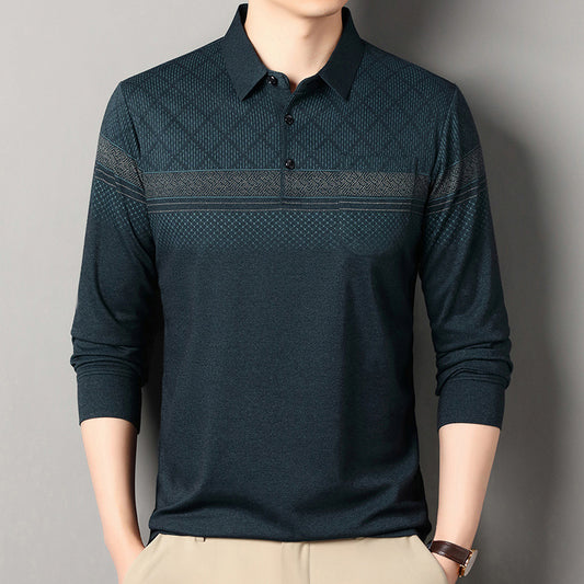 Men's Long Sleeve Polo with Structured Design Chic and Style