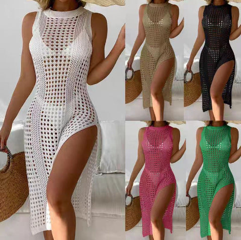 Robe maxi tricotée ouverte élégante pour femmes Chic und Stil