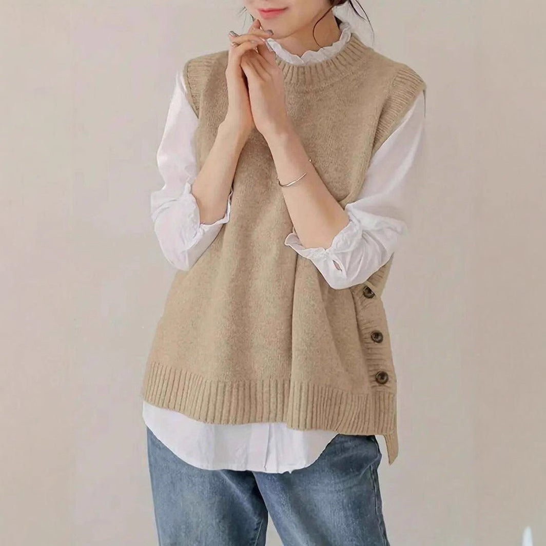 Blouse en tricot pour femmes avec détails de boutons et coupe moderne Chic und Stil