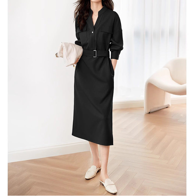 Robe chemise élégante ceinturée pour femmes Chic und Stil