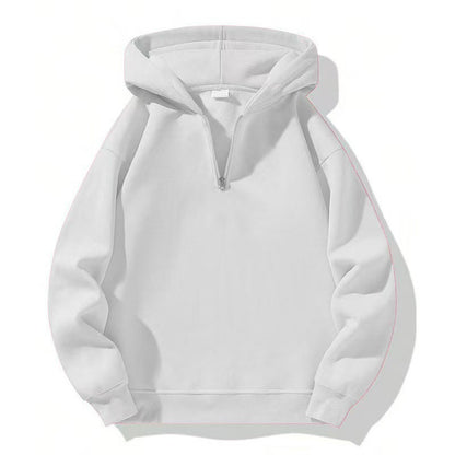 Women Fleece Hooded Pullover with Short Zip Opening Chic und Stil