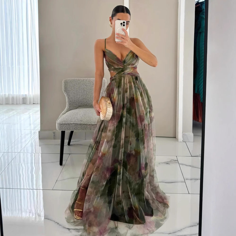 Femme Élégante Robe Maxi avec des détails découpés raffinés et un design fluide Chic und Stil