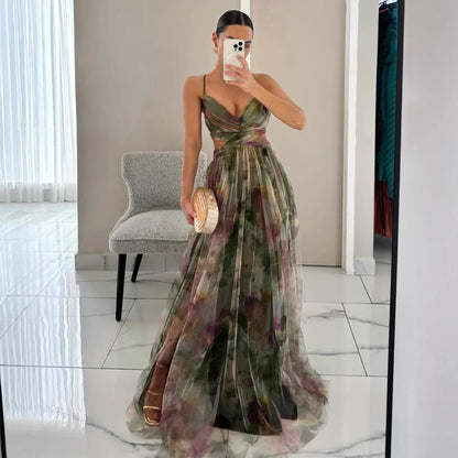 Femme Élégante Robe Maxi avec des détails découpés raffinés et un design fluide Chic und Stil