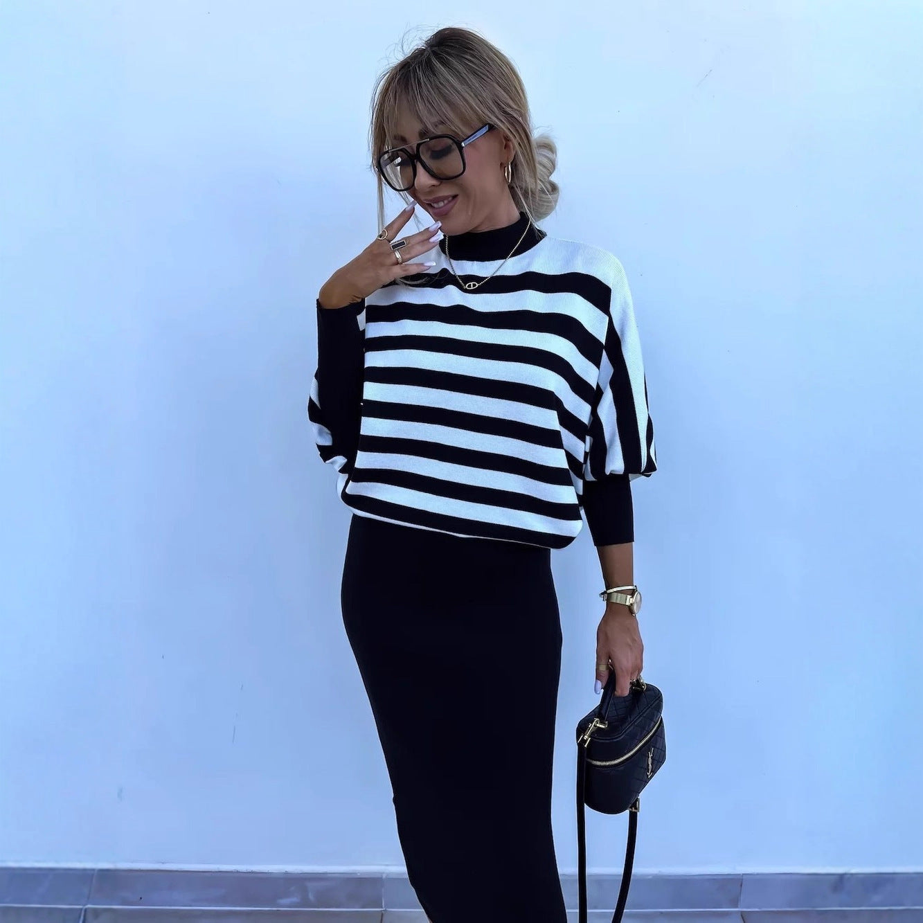 Dames Robe rayée élégante avec coupe ample et veste décontractée Chic und Stil