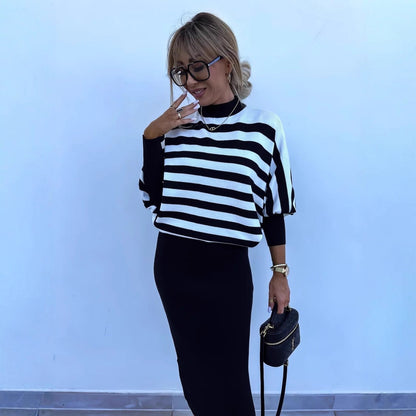 Dames Robe rayée élégante avec coupe ample et veste décontractée Chic und Stil