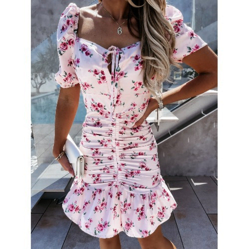 Robe mini à volants imprimé floral pour femmes Chic und Stil