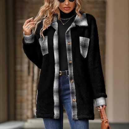 Dames chemise en polaire avec motif à carreaux et doublure intérieure douce Chic und Stil