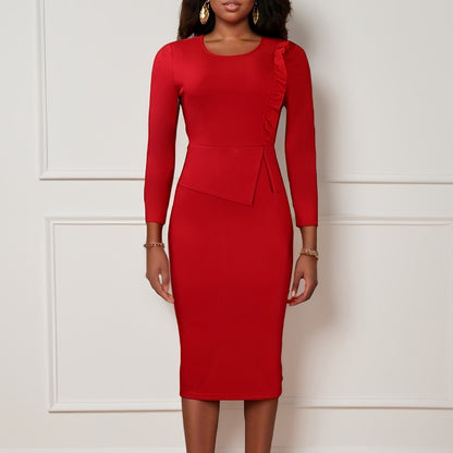 Robe ajustée pour femmes avec manches longues et ruching Chic und Stil