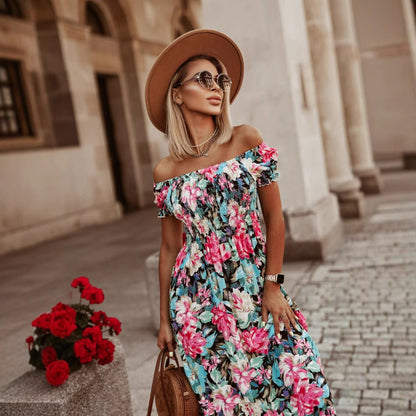 Robe maxi florale pour femmes avec bretelles réglables Chic und Stil