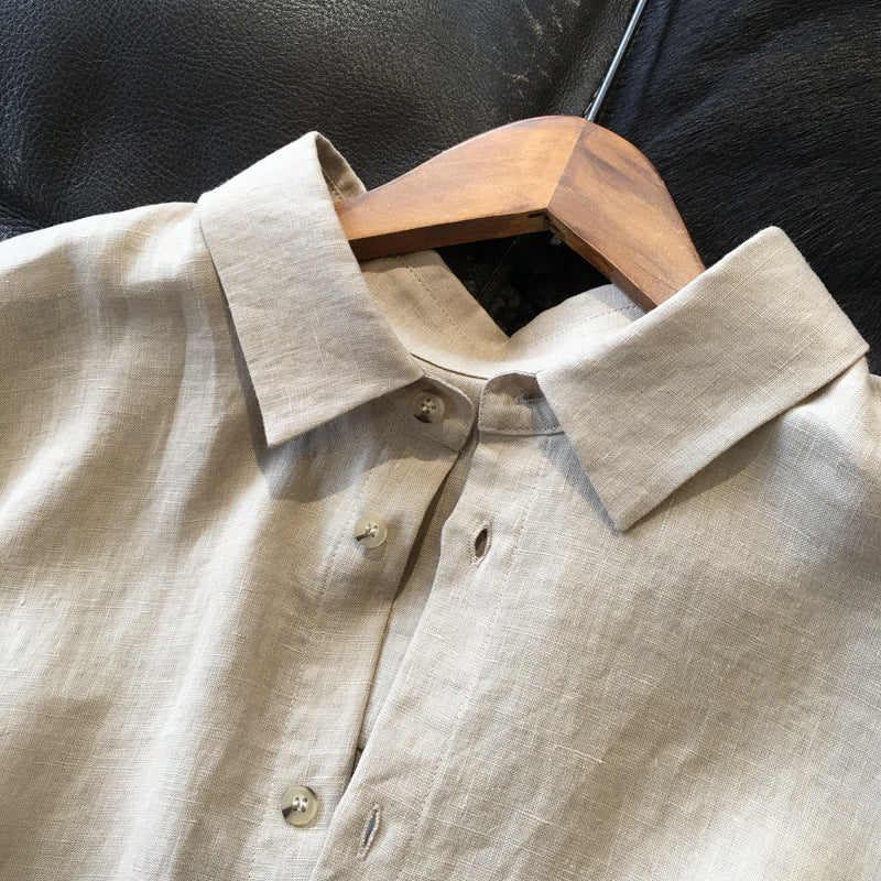 Casual-fit linen shirt set for women and wide-leg pants Chic und Stil