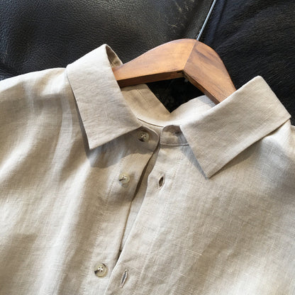 Casual-fit linen shirt set for women and wide-leg pants Chic und Stil