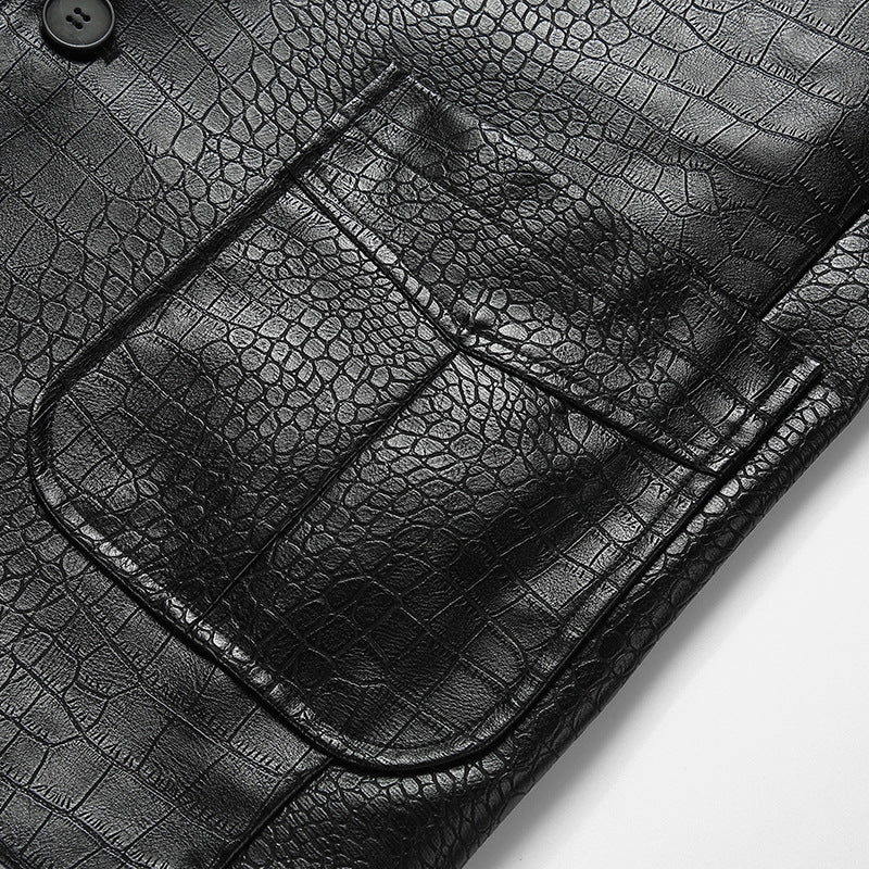 Dames Élégante Veste en Similicuir avec Design Texturé Chic und Stil