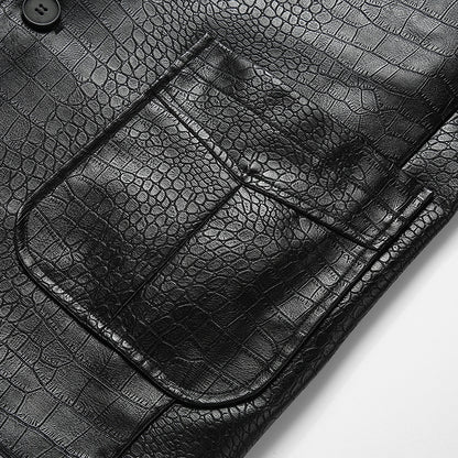 Dames Élégante Veste en Similicuir avec Design Texturé Chic und Stil