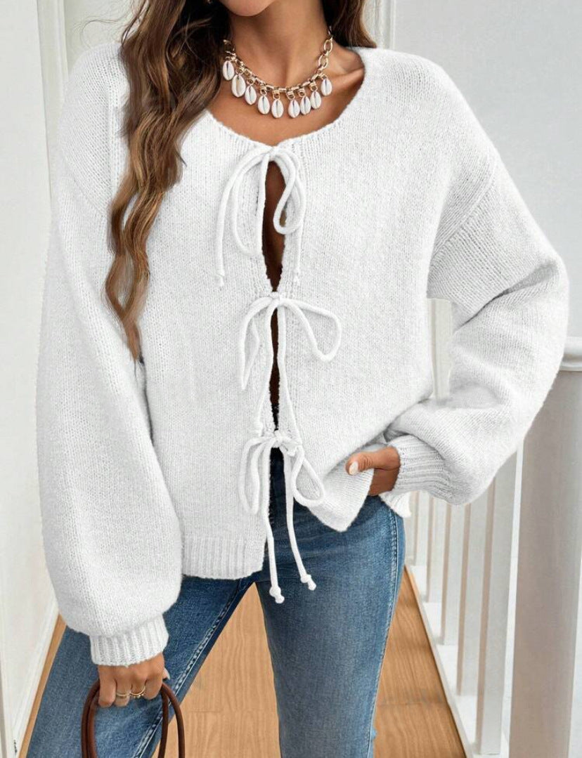 Pull femme avec cordon de serrage et manches décalées Chic und Stil