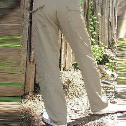 Casual and breathable linen pants for men with elastic waistband and practical side pockets Chic and Style