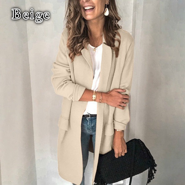 Dames élégante long manteau avec poches Chic und Stil