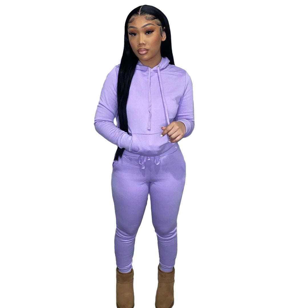 Dames Ensemble de jogging sportif avec capuche et taille élastique Chic und Stil