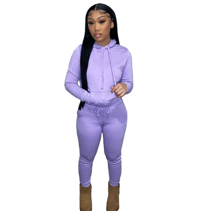 Dames Ensemble de jogging sportif avec capuche et taille élastique Chic und Stil