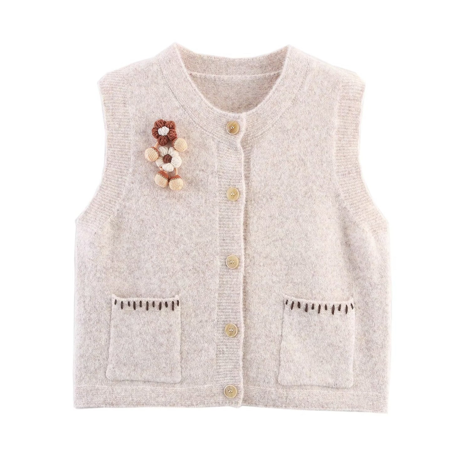 Dames gilet en tricot avec détails de boutons décoratifs Chic und Stil