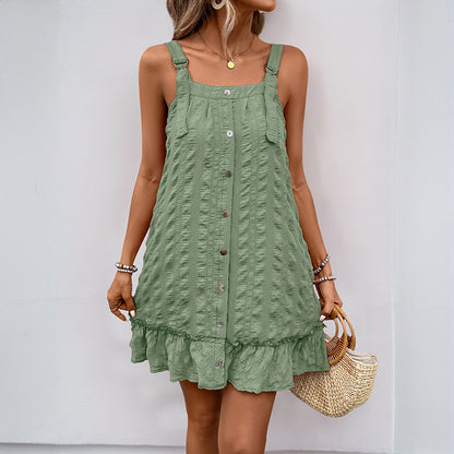 Femme Chemisier Ruffle Mini Robe Chic und Stil
