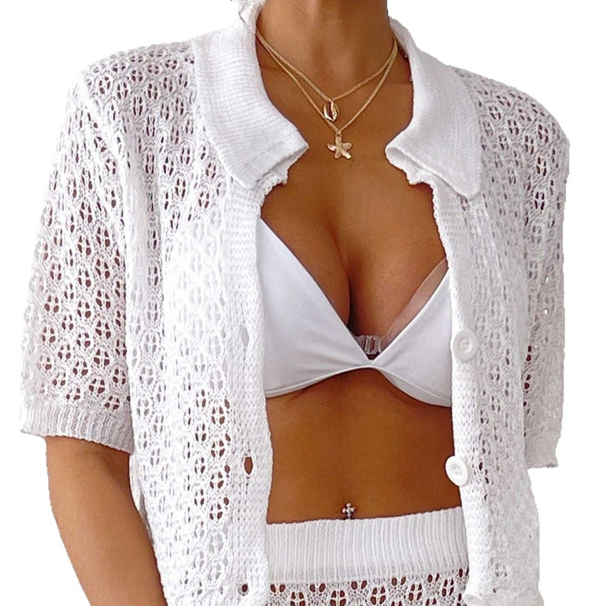 Gilet féminin en tricot ouvert au crochet Chic und Stil