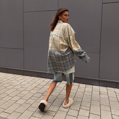 Chemisier à carreaux surdimensionné pour femmes Chic und Stil